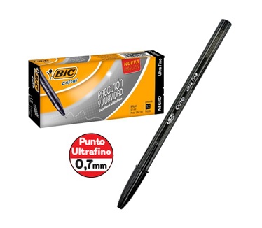 [20702090] BOLIGRAFO CRISTAL ULTRAFINE PRECISION Y SUAVIDAD PUNTA FINA 0.7MM (NEGRO) | BIC