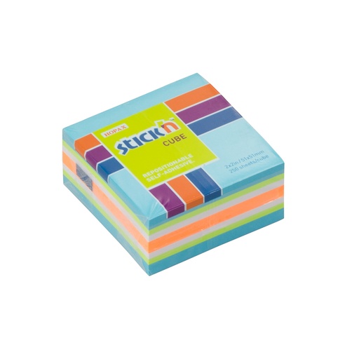 [13463] NOTAS ADHESIVAS NEON+PASTEL 2X2 MINICUBO (CELESTE) | STICK'N